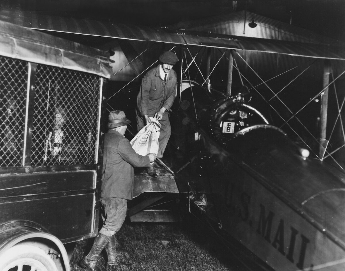 Unloading Airmail in Omaha, Nebraska on July 1, 1924