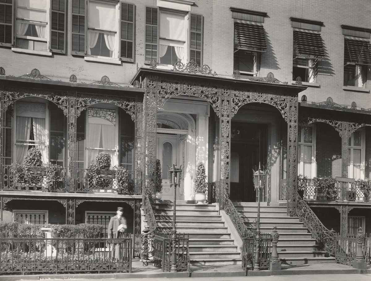 Gramercy Park townhouses with fancy ironwork, 1935